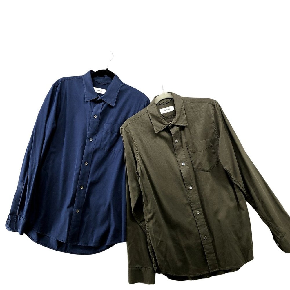 Buck Mason BUNDLE Long Sleeve Shirt Mens Medium M Blue Green Button Down